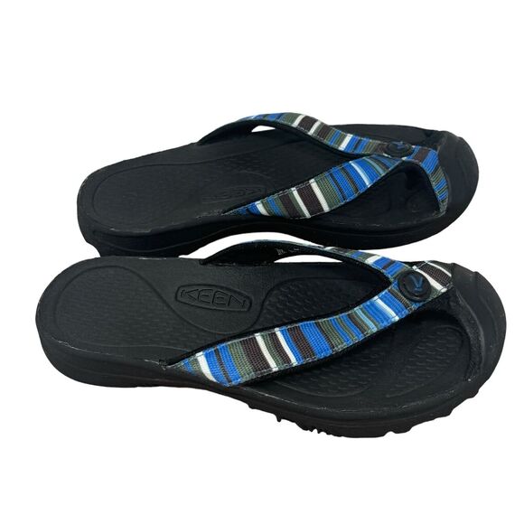 Keen Waimea Blue Striped Sandals Flip Flop Closed Toe Slip On Outdoor Youth 3 - Picture 1 of 7